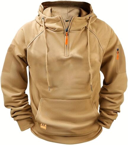 هوديس التكتيكية للرجال الربع العسكري Zip Pullover Cargo Hoodie Jacket Switshe Fleece Hoodshirt مع جيوب in Kuwait
