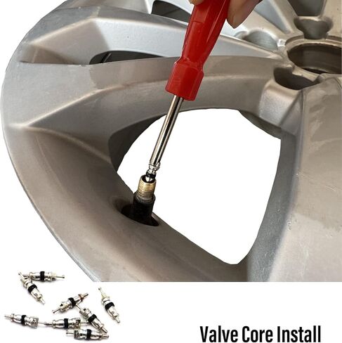 100Pcs Schrader Tire Valve Core and 1Pc Valve Core Removal Tool,Replacement for General Vehicles of Cars,Motorcycles,Bicycles and Trucks,Two Colors Seal Rubber Ring Available (Black) in Saudi Arabia