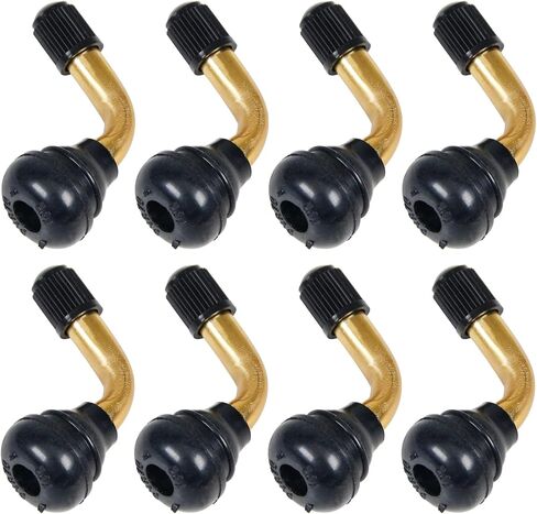 8pcs صمام الإطارات الخلاصة الجذعية PVR70 النحاس النحاس بنت 90 درجة زاوية القاعدة المطاطية السوداء في الدراجات النارية ATV GO KART يناسب حافة الإطارات بلا أناب in Saudi Arabia