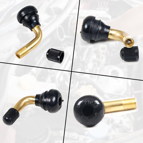 8pcs صمام الإطارات الخلاصة الجذعية PVR70 النحاس النحاس بنت 90 درجة زاوية القاعدة المطاطية السوداء في الدراجات النارية ATV GO KART يناسب حافة الإطارات بلا أناب in Saudi Arabia
