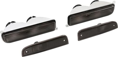 HECASA Signal & Corner Lights Compatible with 1997-2001 Jeep Cherokee XJ Front Bumper Light Left & Right Smoke Lens Chrome Housing Replacement for CH2550118 CH2551118 55055147 55055146 in Saudi Arabia