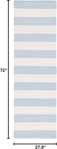 Safavieh Montauk Collection Runner Rug - 2'3 "× 6 '، Sky Blue & Ivory ، القطن المصنوع يدويًا ، ملمس منسوج ، نمط شريط مزرعة ، مثالي للدخول ، الحمام ، المطبخ (MTK712K) in Saudi Arabia