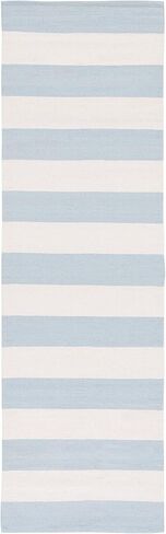 Safavieh Montauk Collection Runner Rug - 2'3 "× 6 '، Sky Blue & Ivory ، القطن المصنوع يدويًا ، ملمس منسوج ، نمط شريط مزرعة ، مثالي للدخول ، الحمام ، المطبخ (MTK712K) in Saudi Arabia