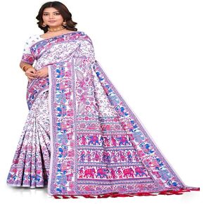 Zari Embroidery Saree With Unstitched Fancy Work Blouse Piece Saree For Women in Saudi Arabia