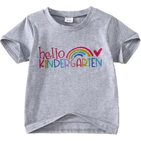 Toddler Girl Back to School Outfit Hello Kindergarten Short Sleeve T-Shirt First Day of School Tops in Kuwait