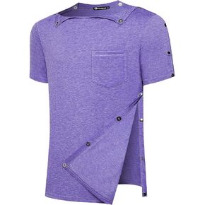 زر مغناطيسي ما بعد جراحة الكتف قميص قميص هزيمة بعيدا الأكمام القصيرة الدوران كامل الجانب التكيفي chemo الملابس in Kuwait