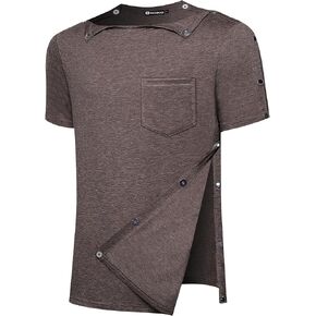 Magnetic Button Post Shoulder Surgery Recovery Shirt Tear Away Short Sleeve Rotator Full Side Adaptive Chemo Clothing in Kuwait