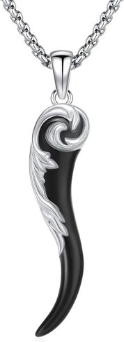 Italian Cornicello Necklace Sterling Silver Mens Gold Italian Horn Charm Pendant Necklace for Men Lucky Pendant Italian Jewelry Gift for Men Women in Kuwait