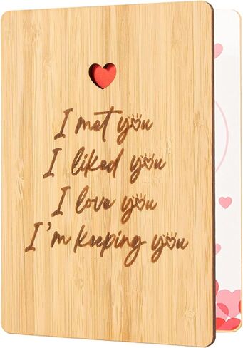 Wood Anniversary Card, Romantic Birthday Card for Husband Wife, I Love You This Much Anniversary Cards for Boyfriend Girlfriend Her Him, Best Wedding Anniversary Card Gifts in Saudi Arabia