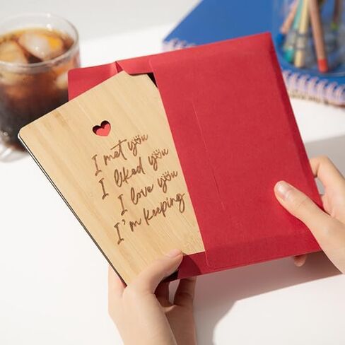 Wood Anniversary Card, Romantic Birthday Card for Husband Wife, I Love You This Much Anniversary Cards for Boyfriend Girlfriend Her Him, Best Wedding Anniversary Card Gifts in Saudi Arabia