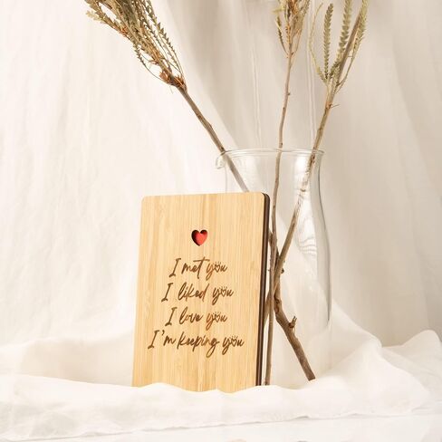 Wood Anniversary Card, Romantic Birthday Card for Husband Wife, I Love You This Much Anniversary Cards for Boyfriend Girlfriend Her Him, Best Wedding Anniversary Card Gifts in Saudi Arabia