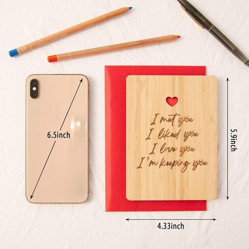 Wood Anniversary Card, Romantic Birthday Card for Husband Wife, I Love You This Much Anniversary Cards for Boyfriend Girlfriend Her Him, Best Wedding Anniversary Card Gifts in Saudi Arabia