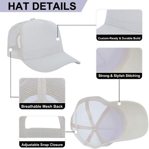 12 Pack 5 Panel Trucker Hats, Mesh Back Baseball Caps for Men and Women, Hats in Bulk in Saudi Arabia