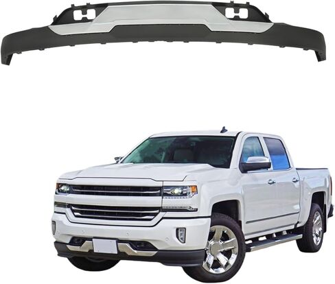 labwork Primed Plastic Front Lower Bumper Valance with Chrome Skid Plate with Tow Hook Holes Set Replacement for Silverado 1500 with Z71 2016-2019 84029815 23243083 in Saudi Arabia