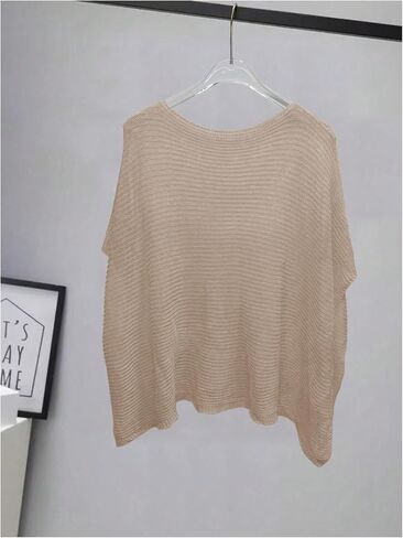 Makemechic Women's Women's Poncho Top Crochet Knit Beach Cover Up Tops Summer Drugh in Kuwait