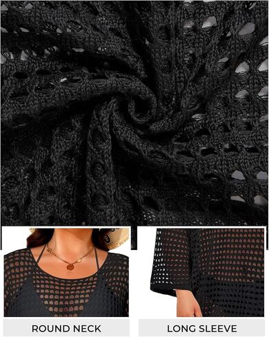 Pinup Fashion Plus Swimsuit Cove -Ups - Women Crochet Hollow Out Swimwear Coverup Bust Bust Bust in Saudi Arabia