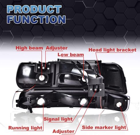 PIT66 LED DRL ANDERMBLY ASSEMBLY متوافقة مع Chevy Silverado 1999 2000 2001/ Suburban Tahoe 2000-2006 Front Headamp ، Smoky Lens Black Housing Amber Reflector in Kuwait