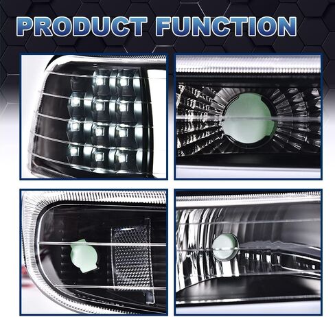 PIT66 LED DRL ANDERMBLY ASSEMBLY متوافقة مع Chevy Silverado 1999 2000 2001/ Suburban Tahoe 2000-2006 Front Headamp ، Smoky Lens Black Housing Amber Reflector in Kuwait