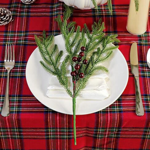 فروع الصنوبر نورفولك التوت الأحمر ينبع 17 "الخضرة الاصطناعية عيد الميلاد يختار إبر الصنوبر وهمية مع التوت هولي لشجرة عيد الميلاد حشو زينة مهرجان عطلة زهرية DIY جارلاند الحرفية (8، الثلج) in Kuwait