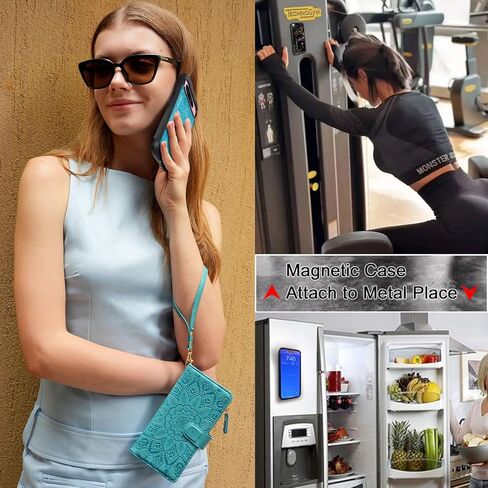 Harryshell Detachable Wallet Leather Case Compatible with Google Pixel 9/9 Pro 2024 Magnetic Phone Case Zipper with Cash Coin Pocket Multi Card Slots Holder Wrist Strap Lanyard (Flower Black) in Kuwait