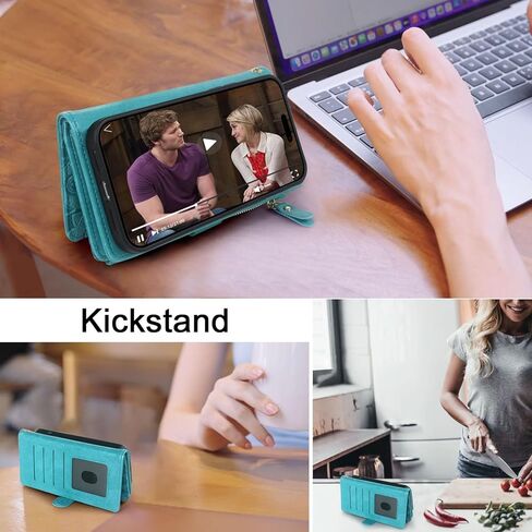 Harryshell Detachable Wallet Leather Case Compatible with Google Pixel 9/9 Pro 2024 Magnetic Phone Case Zipper with Cash Coin Pocket Multi Card Slots Holder Wrist Strap Lanyard (Flower Black) in Kuwait