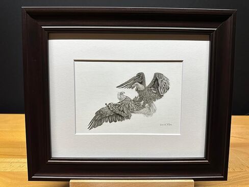 أمريكا الشمالية أصلع Eagles Flight Flight Battle Bird Graphite Pencil Art Sketch رسم طباعة صورة بعنوان "Dominion's Gate" بقلم David Allen (8x10 Mat & Print Only) in Kuwait