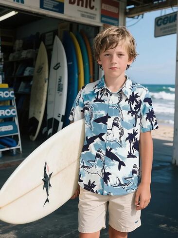 Cosland Boys and Toddlers 'Animal Print Shirt Button Cotton Button Down ، 2T-Large in Kuwait