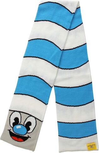 Elope Women's Cuphead Mugman Straw Knit Scarf - وشاح أكريليك 52 بوصة مع رسومات محبوكة ، أزرق مرخص رسميًا in Saudi Arabia