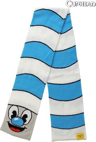 Elope Women's Cuphead Mugman Straw Knit Scarf - وشاح أكريليك 52 بوصة مع رسومات محبوكة ، أزرق مرخص رسميًا in Saudi Arabia
