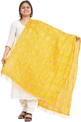 IGH Rajasthani Chinon Silk Dupatta Bandhej Print Dupatta 2.25 Meter Free Size Wedding Gift Return Gift in Saudi Arabia