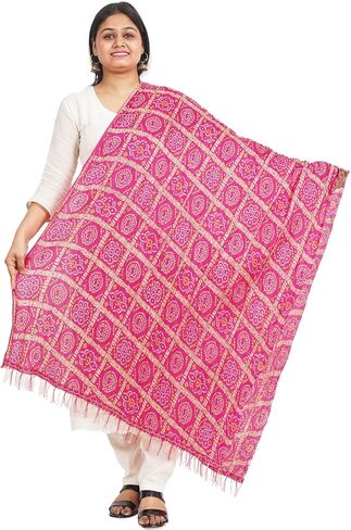 IGH Rajasthani Chinon Silk Dupatta Bandhej Print Dupatta 2.25 Meter Free Size Wedding Gift Return Gift in Saudi Arabia