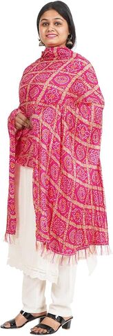 IGH Rajasthani Chinon Silk Dupatta Bandhej Print Dupatta 2.25 Meter Free Size Wedding Gift Return Gift in Saudi Arabia