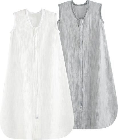 PHF Soft Muslin Cotton Baby Sleep Sack 18-24 Months, 2 Pack 100% Cotton Sleeping Sack for Summer, 0.5 TOG Baby Wearable Blankets with 2-Way Zipper, Sleep Sacks for Boys Girls Newborn, Woodland in Saudi Arabia