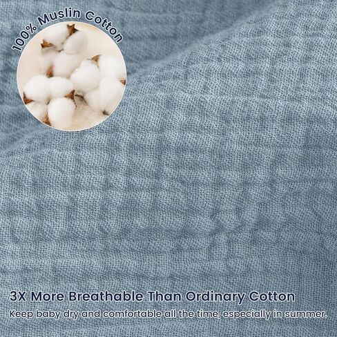 PHF 100% Muslin Cotton Baby Sleep Sacks, 0-6 Months Sleep Sack with 2-Way Zipper, 2 Pack Cooling Unisex 0.5 TOG Breathable Small Size Sleeveless Baby Wearable Blanket, Blue & Green in Kuwait