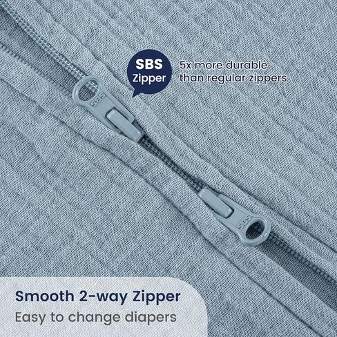 PHF 100% Muslin Cotton Baby Sleep Sacks, 0-6 Months Sleep Sack with 2-Way Zipper, 2 Pack Cooling Unisex 0.5 TOG Breathable Small Size Sleeveless Baby Wearable Blanket, Blue & Green in Kuwait