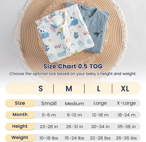 PHF 100% Muslin Cotton Baby Sleep Sacks, 0-6 Months Sleep Sack with 2-Way Zipper, 2 Pack Cooling Unisex 0.5 TOG Breathable Small Size Sleeveless Baby Wearable Blanket, Blue & Green in Kuwait