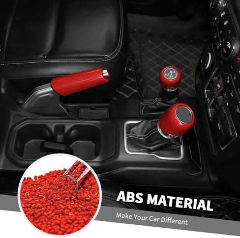 Jimen Fit for Jeep Wrangler JL JLU Gladiator JT 2018-2025, 4WD and Gear Shifter Knob Trim & Emergency Brake Handle Cover (Red) in Saudi Arabia