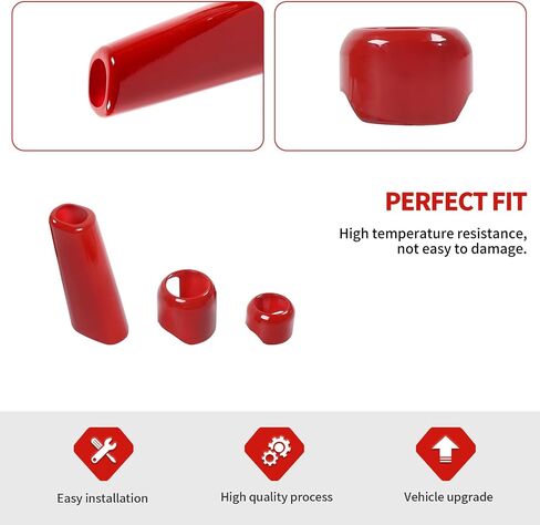 Jimen Fit for Jeep Wrangler JL JLU Gladiator JT 2018-2025, 4WD and Gear Shifter Knob Trim & Emergency Brake Handle Cover (Red) in Kuwait
