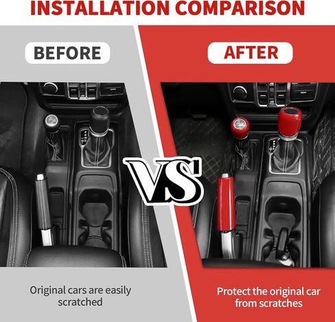 Jimen Fit for Jeep Wrangler JL JLU Gladiator JT 2018-2025, 4WD and Gear Shifter Knob Trim & Emergency Brake Handle Cover (Red) in Kuwait