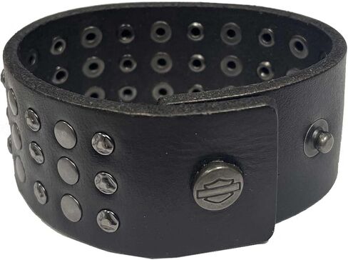Harley-Davidson Men's Triple Row Row Stud Cuff Cuff Bracelet المعصم القابل للتعديل in Saudi Arabia