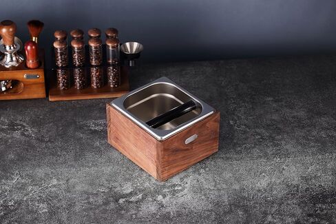 صندوق دق الجوز يُسمى صندوق دق القهوة مصنوع من الخشب القوي وصندوق طحن من الفولاذ المقاوم للصدأ سهل التنظيف، صندوق تفريغ الإسبريسو، تجنب تناثر بقايا القهوة in Kuwait