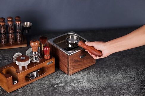 صندوق دق الجوز يُسمى صندوق دق القهوة مصنوع من الخشب القوي وصندوق طحن من الفولاذ المقاوم للصدأ سهل التنظيف، صندوق تفريغ الإسبريسو، تجنب تناثر بقايا القهوة in Kuwait