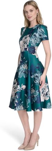 Calvin Klein Women's Short Sleeve Floral Print Scuba Crepe A-line Dress in Saudi Arabia