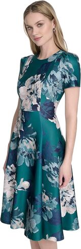 Calvin Klein Women's Short Sleeve Floral Print Scuba Crepe A-line Dress in Saudi Arabia
