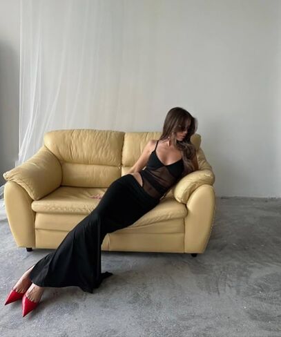 Women's Sexy V Neck Spaghetti Strap Bodycon Maxi Dress Backless Mesh Cut Out Cocktail Long Formal Dresses in Kuwait