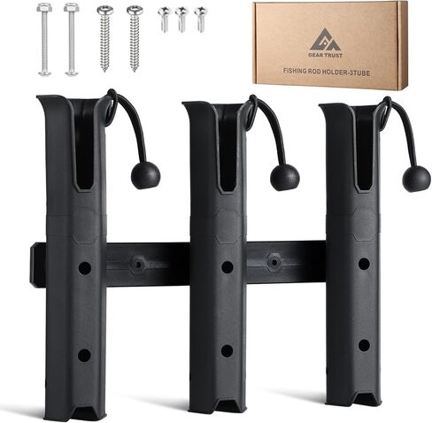 4-Tube Adjustable Fishing Rod Holder Bracket, Self-Adhesive Fishing Pole Holders for Garage Wall Mounted Fishing Rod Holders for Fishing Boat Wagon Golf Cart Crate Cooler ATV Trailer- Black in Saudi Arabia