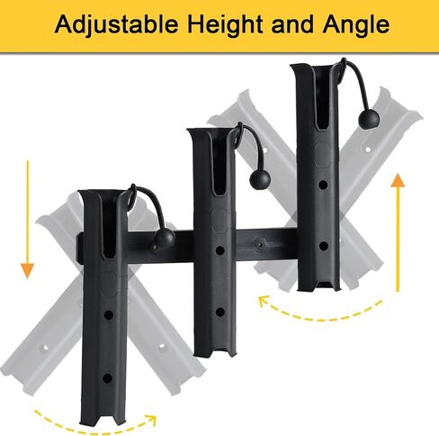 4-Tube Adjustable Fishing Rod Holder Bracket, Self-Adhesive Fishing Pole Holders for Garage Wall Mounted Fishing Rod Holders for Fishing Boat Wagon Golf Cart Crate Cooler ATV Trailer- Black in Saudi Arabia