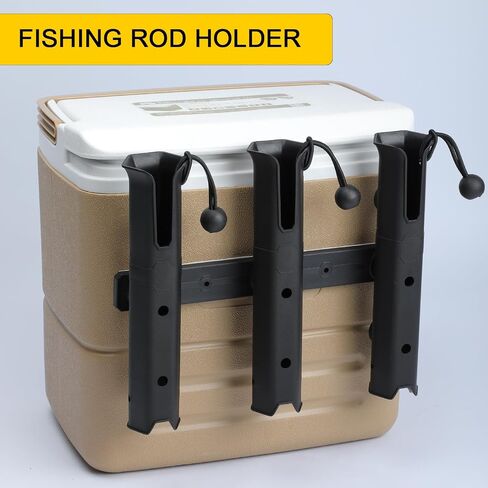 4-Tube Adjustable Fishing Rod Holder Bracket, Self-Adhesive Fishing Pole Holders for Garage Wall Mounted Fishing Rod Holders for Fishing Boat Wagon Golf Cart Crate Cooler ATV Trailer- Black in Saudi Arabia