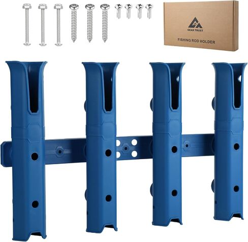 4-Tube Adjustable Fishing Rod Holder Bracket, Self-Adhesive Fishing Pole Holders for Garage Wall Mounted Fishing Rod Holders for Fishing Boat Wagon Golf Cart Crate Cooler ATV Trailer- Black in Saudi Arabia