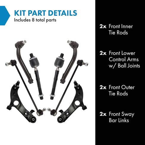 TRQ Front Steering and Suspension Kit Arm with Ball Sway Sway Bar Bar Rink Rin Rod متوافق مع 2013-2018 Hyundai Santa Fe Sport 2014-2015 Kia Sorento in Saudi Arabia